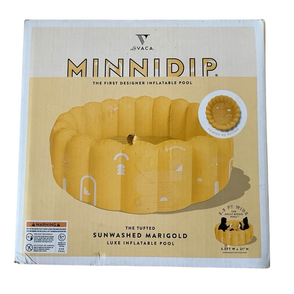 Minnidip tuffed inflatable pool-sun washed marigold adult kiddie pool 21x5.5 ft - Picture 1 of 8
